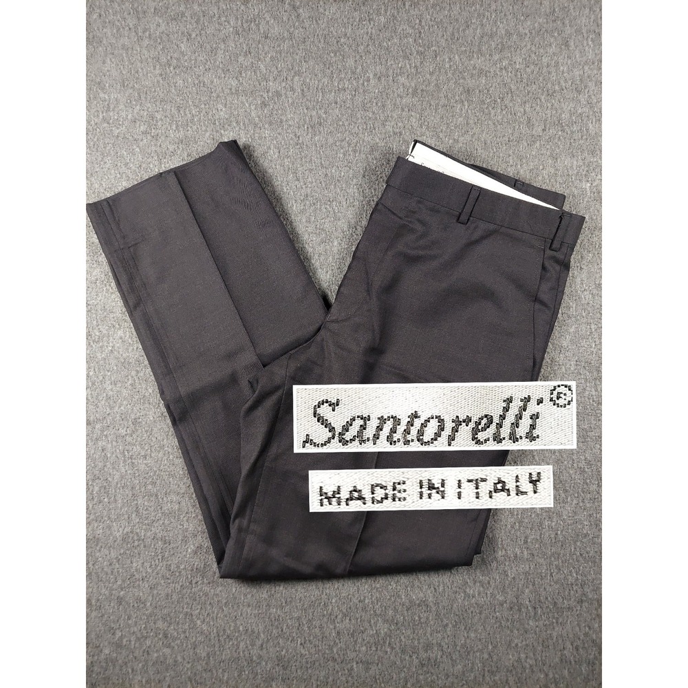 Santorelli Romeo Pants Mens 38 Charcoal Grey Luxury Serge Virgin Wool Italy